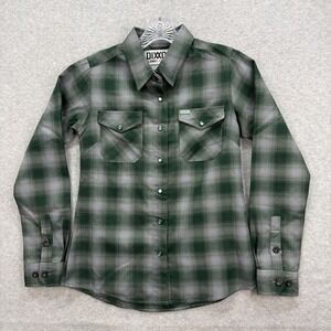 Dixxon Flannel Shirt Womens Small Green Gray Plaid The Bixby Pearl Snap D Tech